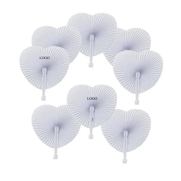5.5'' Full Color Printing Heart Shaped Paper Folding Fan