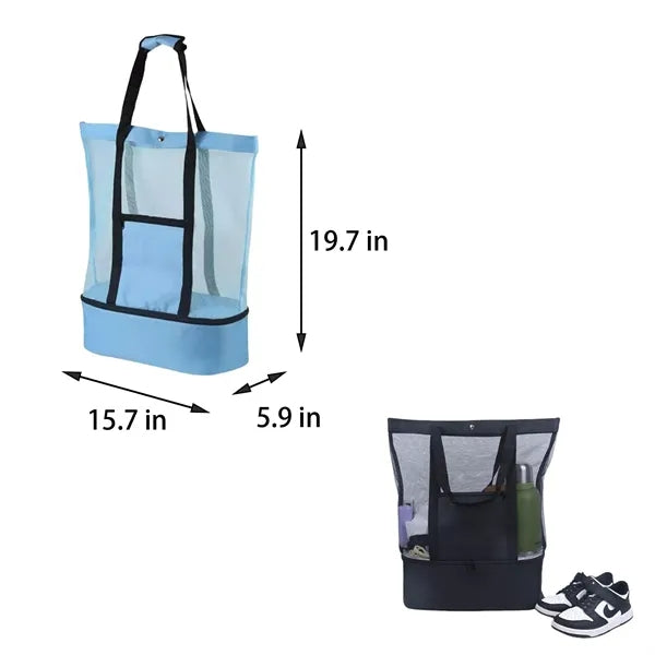 Mesh Beach Tote Bag with Cooler Compartment