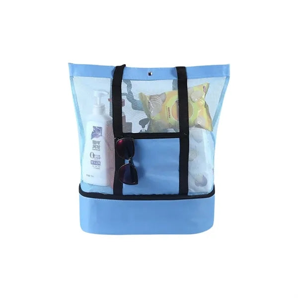 Mesh Beach Tote Bag with Cooler Compartment