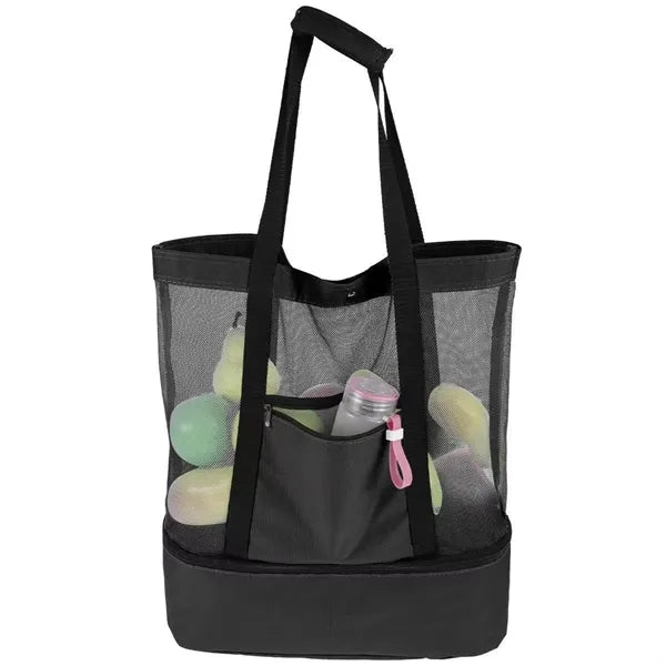 Mesh Beach Tote Bag with Cooler Compartment