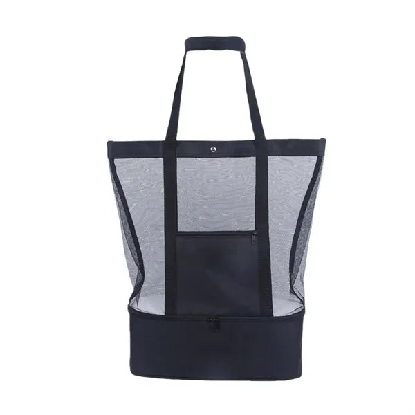Mesh Beach Tote Bag with Cooler Compartment