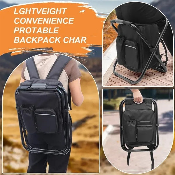 Folding camping chair backpack with cooler