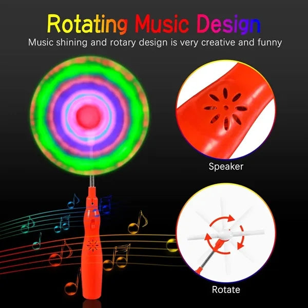 LED Music Colorful Flashing Light Up Windmill for Kids