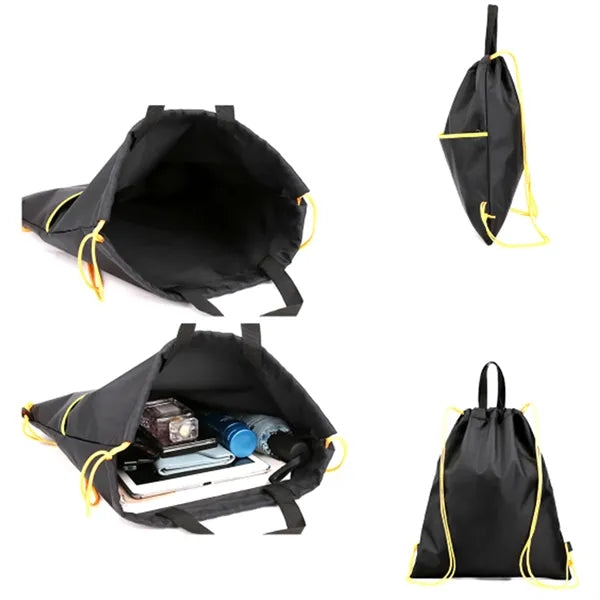 Waterproof Drawstring Gym Backpack With Zipper Front Pocket