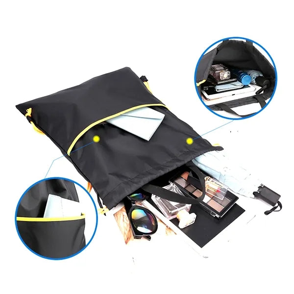 Waterproof Drawstring Gym Backpack With Zipper Front Pocket