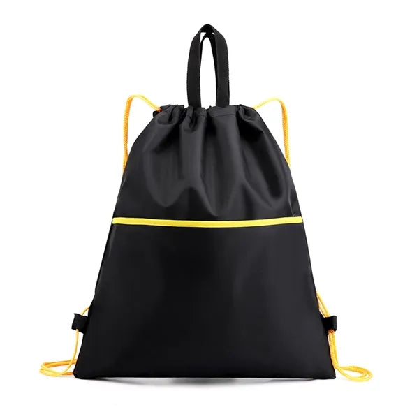 Waterproof Drawstring Gym Backpack With Zipper Front Pocket