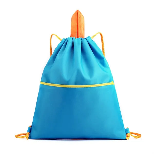 Waterproof Drawstring Gym Backpack With Zipper Front Pocket