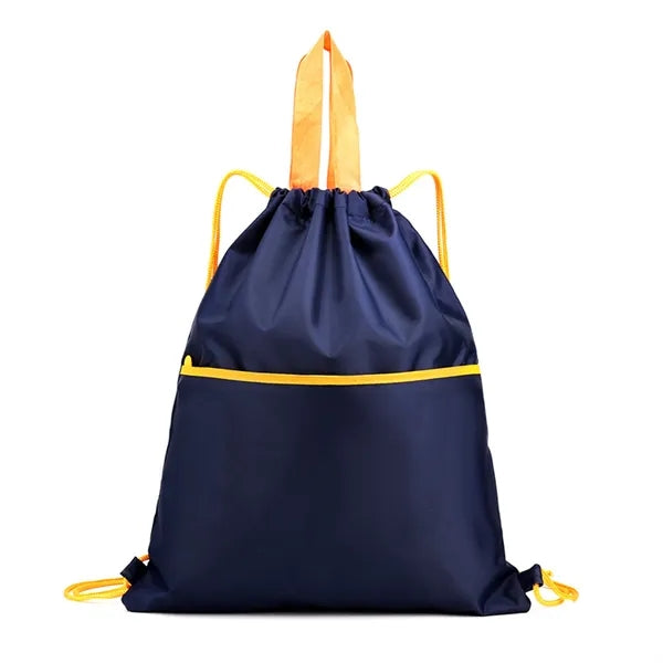 Waterproof Drawstring Gym Backpack With Zipper Front Pocket