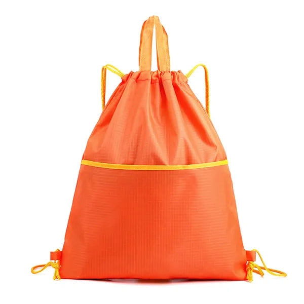 Waterproof Drawstring Gym Backpack With Zipper Front Pocket