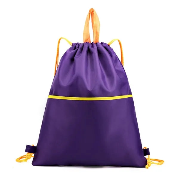 Waterproof Drawstring Gym Backpack With Zipper Front Pocket