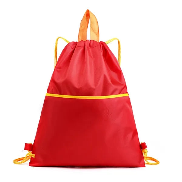 Waterproof Drawstring Gym Backpack With Zipper Front Pocket