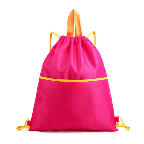 Waterproof Drawstring Gym Backpack With Zipper Front Pocket