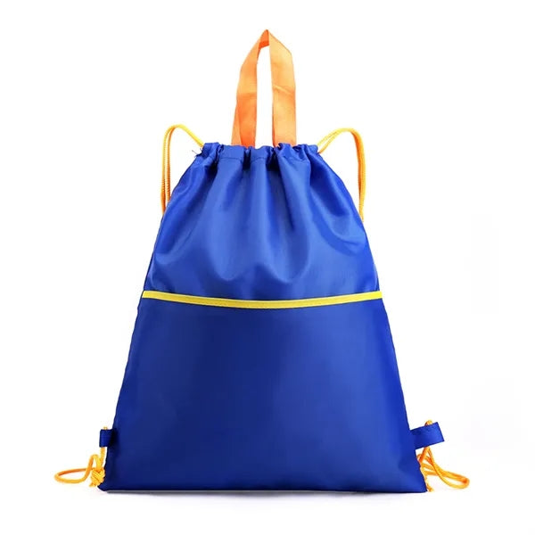 Waterproof Drawstring Gym Backpack With Zipper Front Pocket