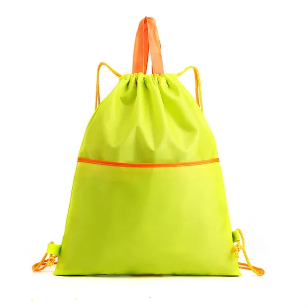 Waterproof Drawstring Gym Backpack With Zipper Front Pocket
