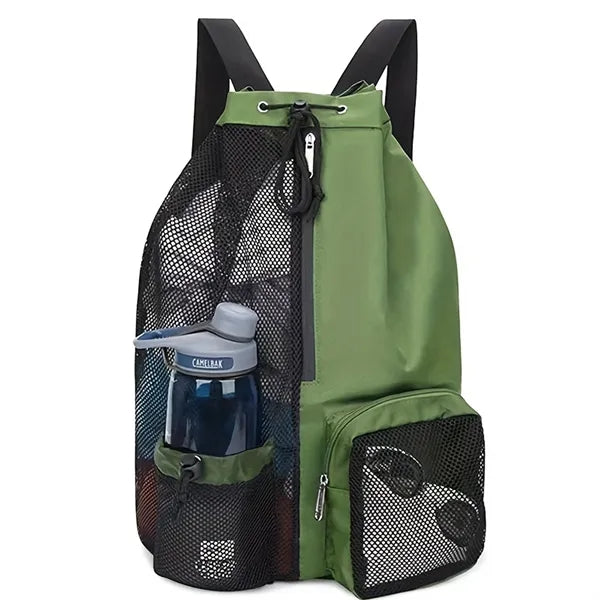 Mesh Drawstring Backpack with Wet Pocket