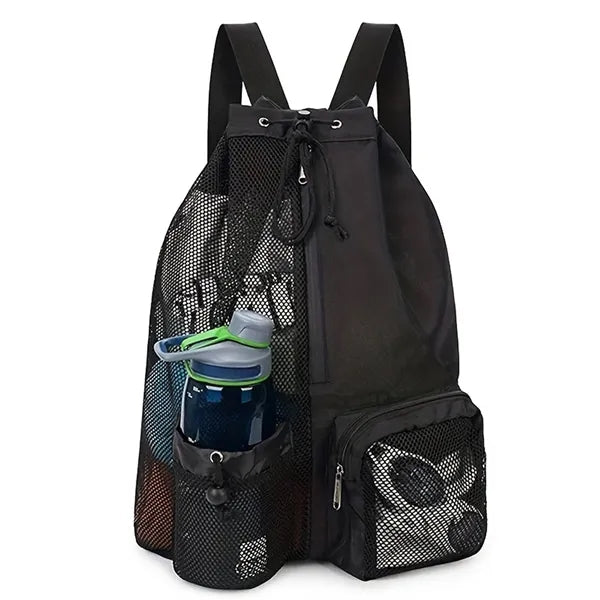 Mesh Drawstring Backpack with Wet Pocket
