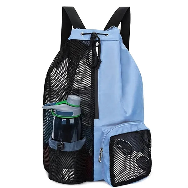 Mesh Drawstring Backpack with Wet Pocket