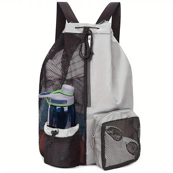 Mesh Drawstring Backpack with Wet Pocket