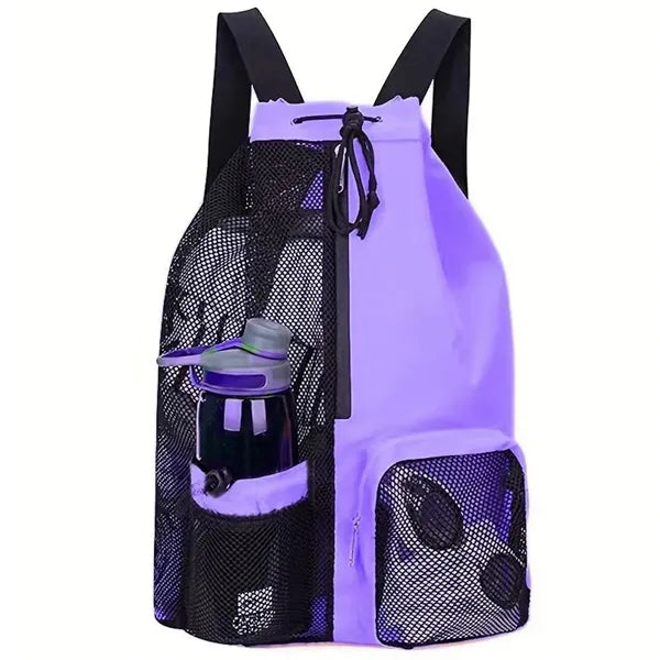 Mesh Drawstring Backpack with Wet Pocket