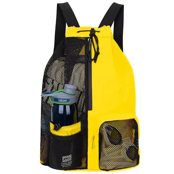 Mesh Drawstring Backpack with Wet Pocket