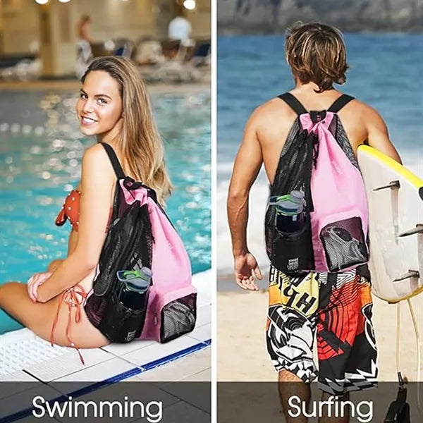 Mesh Drawstring Backpack with Wet Pocket
