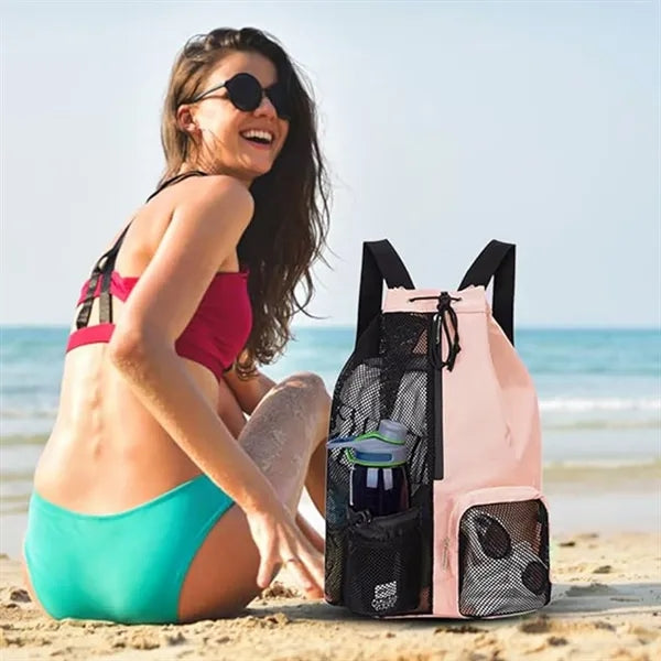 Mesh Drawstring Backpack with Wet Pocket