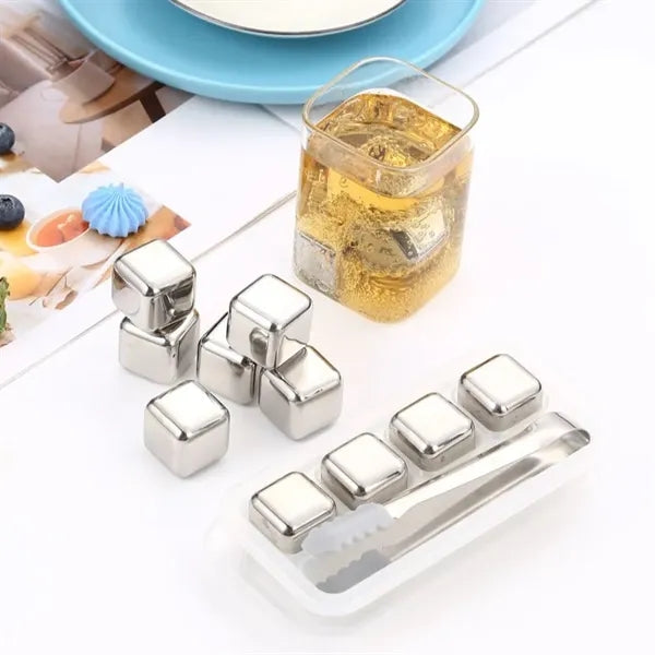 4pcs Stainless Steel Ice Cubes with Clip