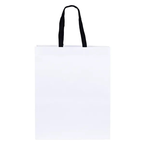 Teak- Woven Handle White Eurotote - Flexo Ink Print
