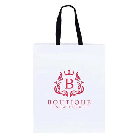 Teak- Woven Handle White Eurotote - Flexo Ink Print