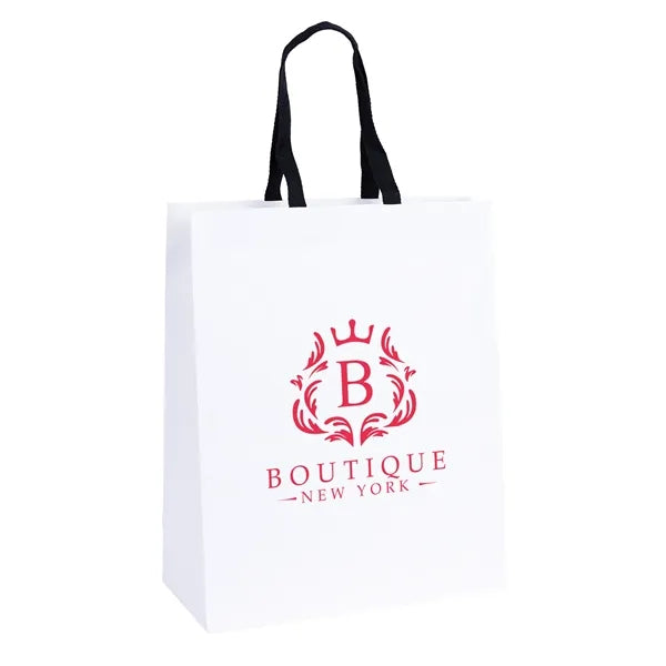 Teak- Woven Handle White Eurotote - Flexo Ink Print