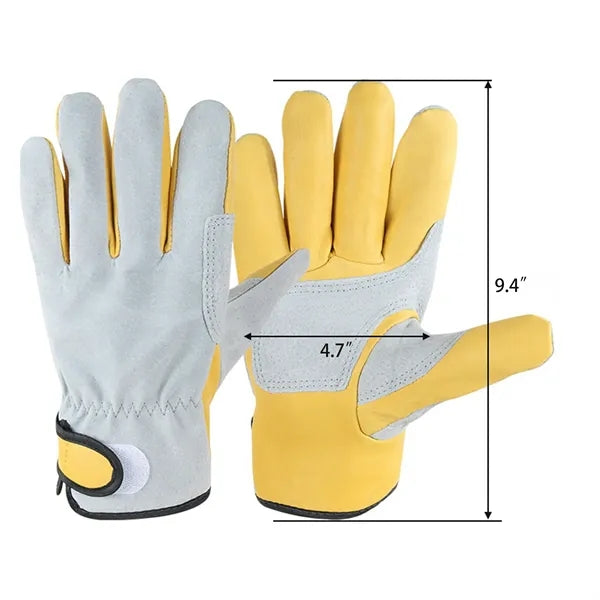 Yellow Leather Work Protective Gloves