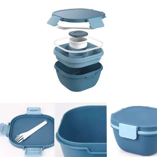 Silicone Salad Bowl Lunch Box with Fork