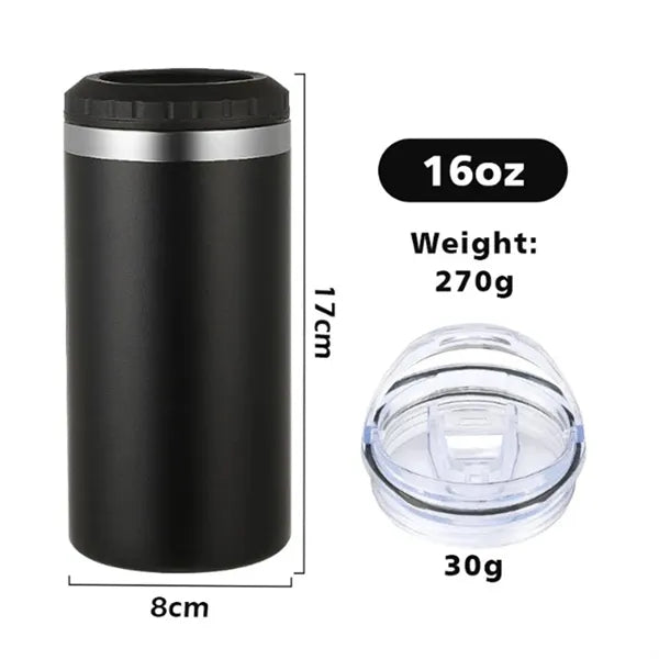 16 oz Stainless Steel Insulated Can Cooler Tumbler with Lids