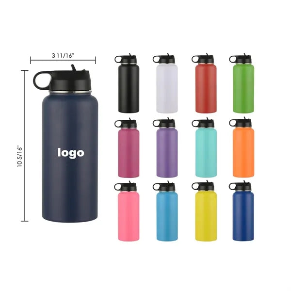32 oz Stainless Vacuum Insulated Water Bottle With Straw Lid