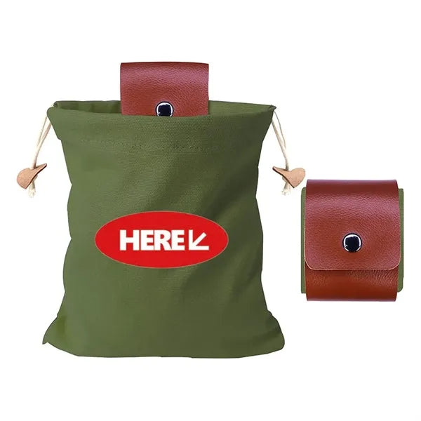 Portable PU Leather Foraging Pouch With Drawstring