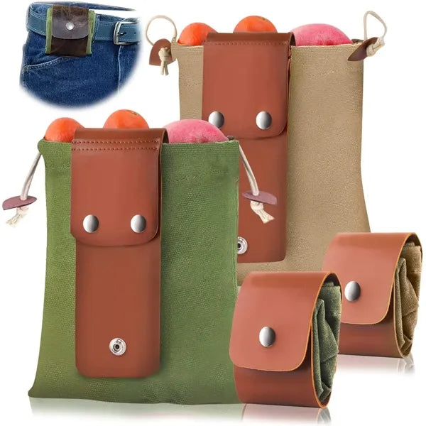Portable PU Leather Foraging Pouch With Drawstring