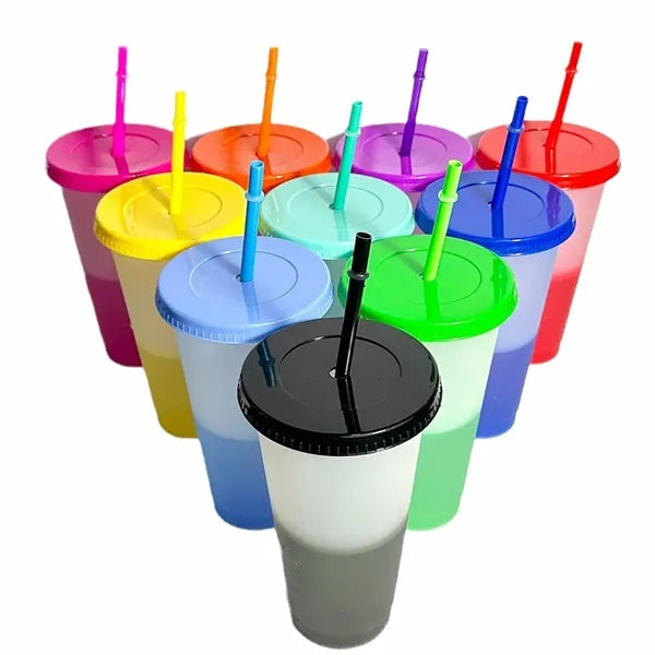 24 Oz Color Changing Cup With Lid And Straw