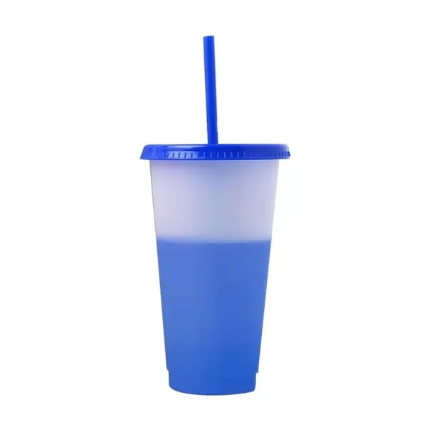 24 Oz Color Changing Cup With Lid And Straw