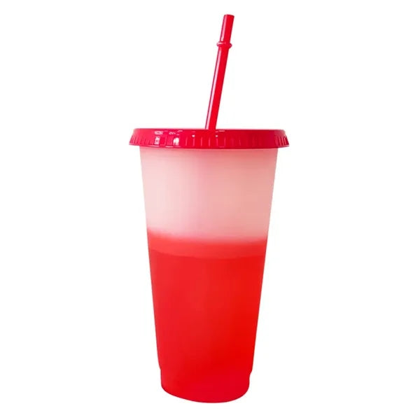24 Oz Color Changing Cup With Lid And Straw