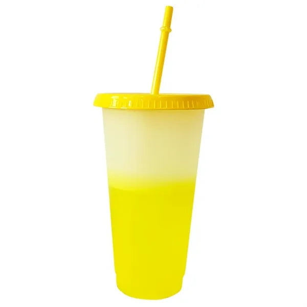 24 Oz Color Changing Cup With Lid And Straw