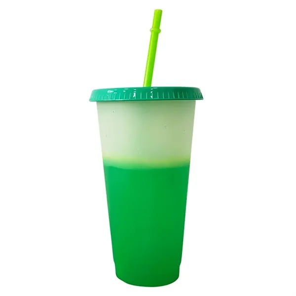 24 Oz Color Changing Cup With Lid And Straw