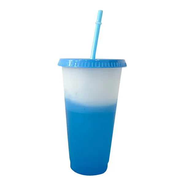24 Oz Color Changing Cup With Lid And Straw