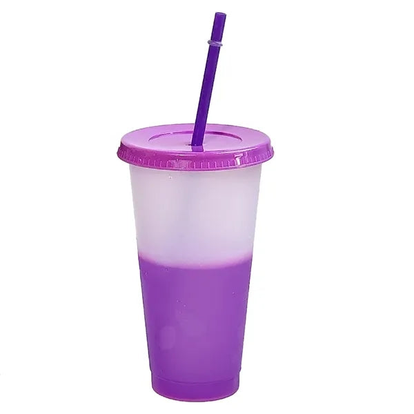24 Oz Color Changing Cup With Lid And Straw