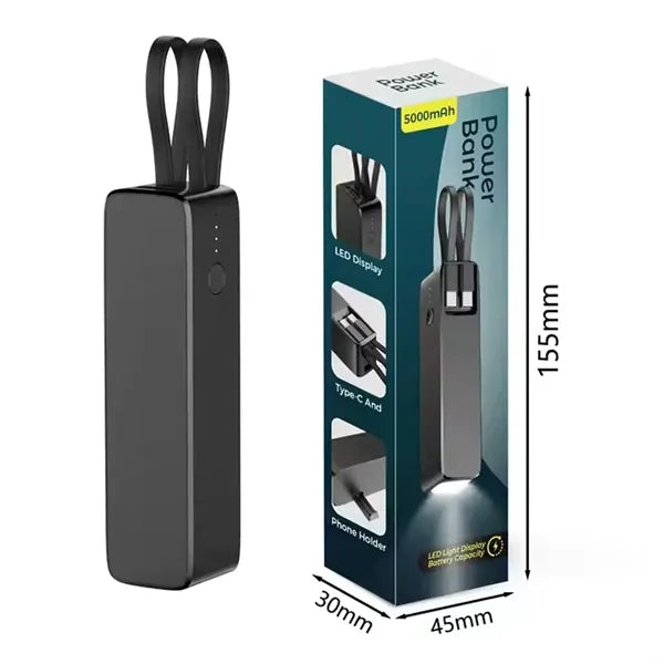 LED Flashlight 5000mah Power Bank With Charging Cable
