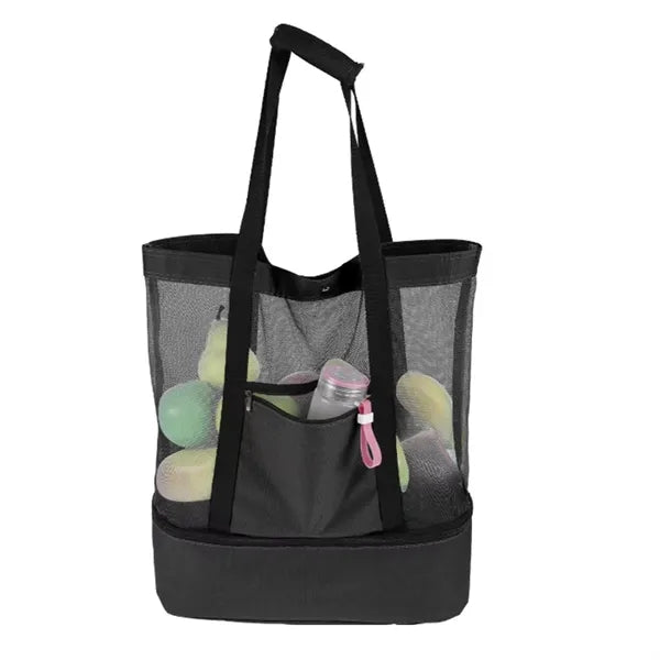 Large Mesh Beach Tote Bag with Detachable Insulated Cooler