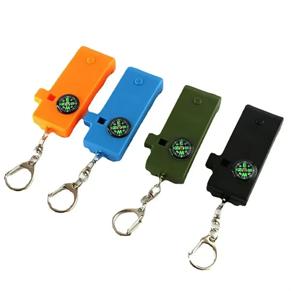 Outdoor Multifunctional Whistle Compass Magnifying Glass led