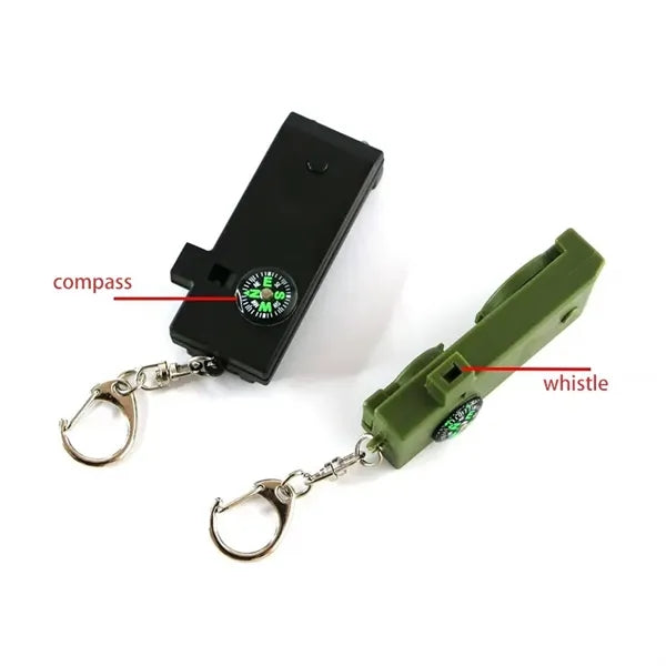 Outdoor Multifunctional Whistle Compass Magnifying Glass led