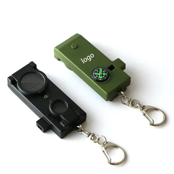 Outdoor Multifunctional Whistle Compass Magnifying Glass led