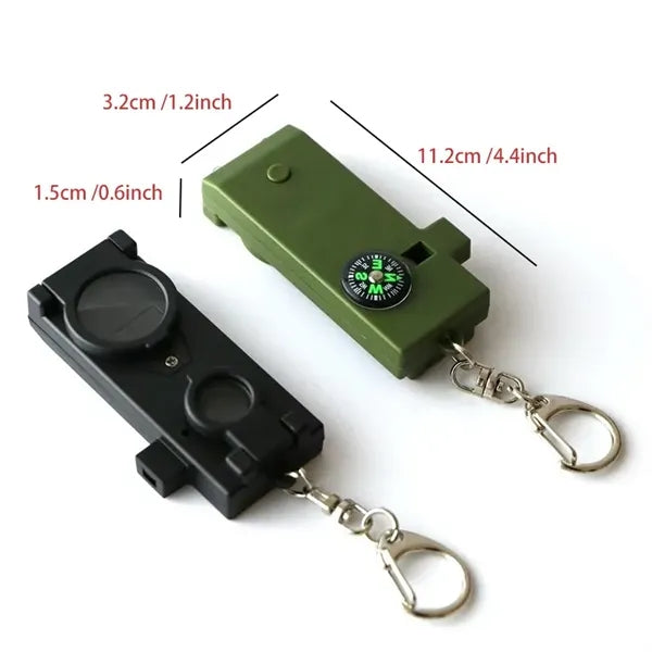 Outdoor Multifunctional Whistle Compass Magnifying Glass led
