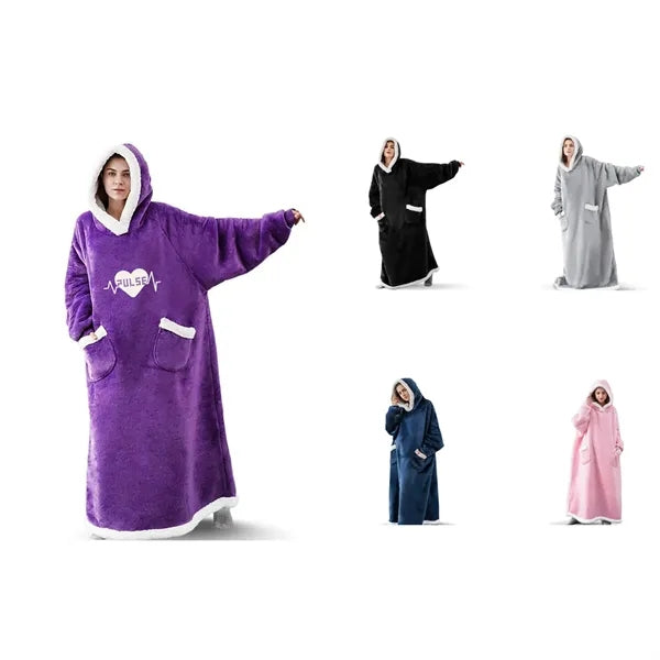 Flannel Hooded Wearable Cuddle Blanket